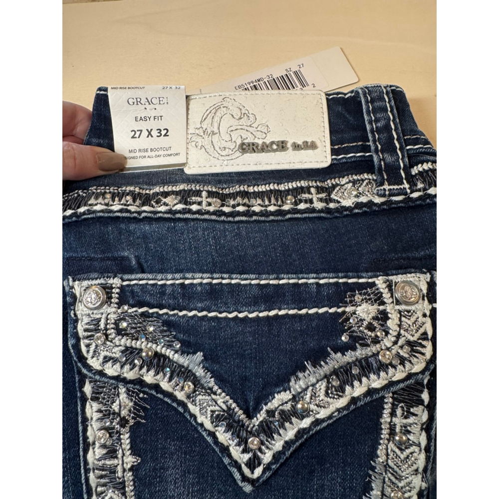 Grace Bootcut Jeans Blue/Silver Size 27